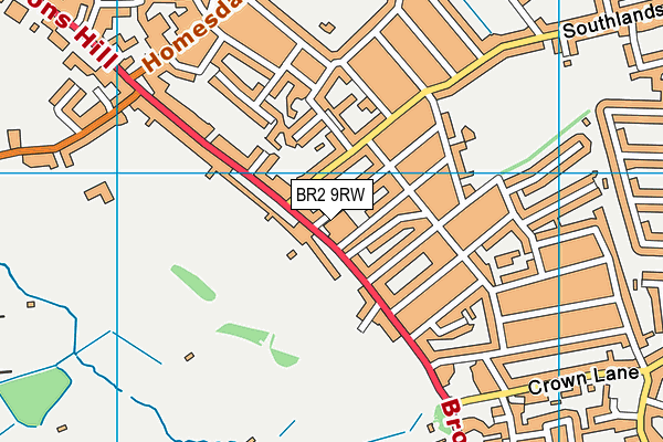 BR2 9RW map - OS VectorMap District (Ordnance Survey)
