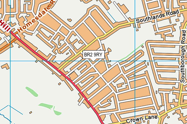 BR2 9RY map - OS VectorMap District (Ordnance Survey)