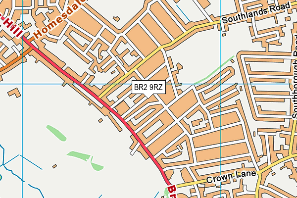 BR2 9RZ map - OS VectorMap District (Ordnance Survey)