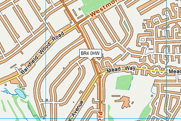 BR4 0HW map - OS VectorMap District (Ordnance Survey)