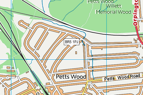 BR5 1PJ map - OS VectorMap District (Ordnance Survey)