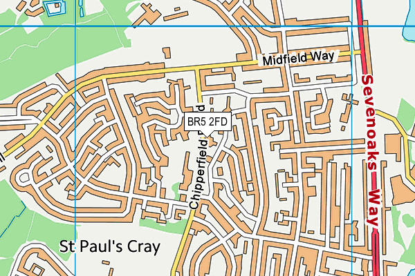 BR5 2FD map - OS VectorMap District (Ordnance Survey)