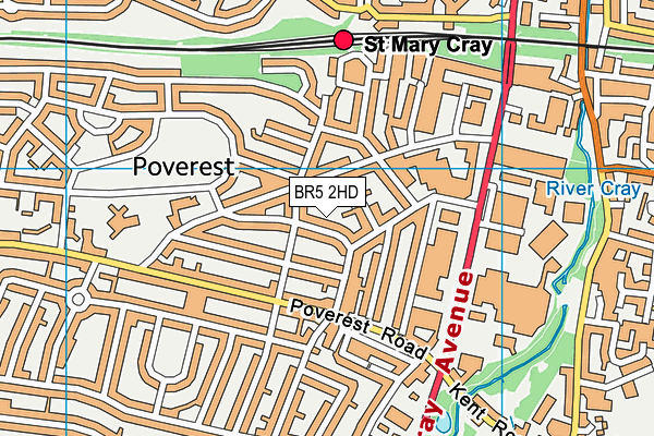 BR5 2HD map - OS VectorMap District (Ordnance Survey)