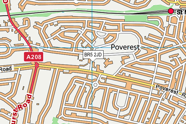 Poverest Primary School map (BR5 2JD) - OS VectorMap District (Ordnance Survey)
