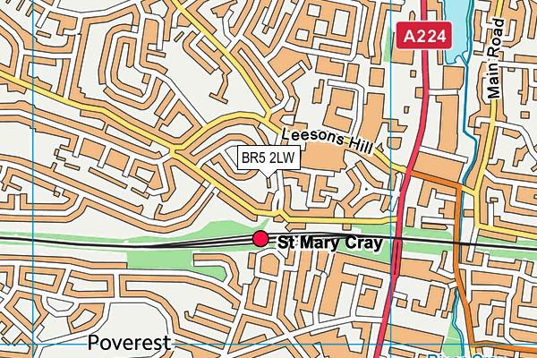 BR5 2LW map - OS VectorMap District (Ordnance Survey)