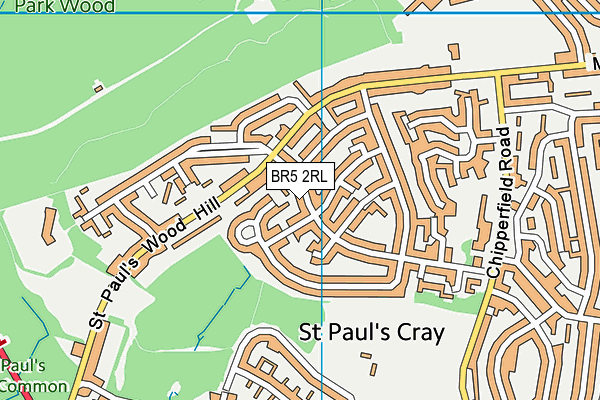 BR5 2RL map - OS VectorMap District (Ordnance Survey)