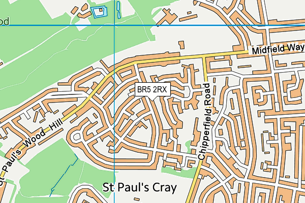 BR5 2RX map - OS VectorMap District (Ordnance Survey)