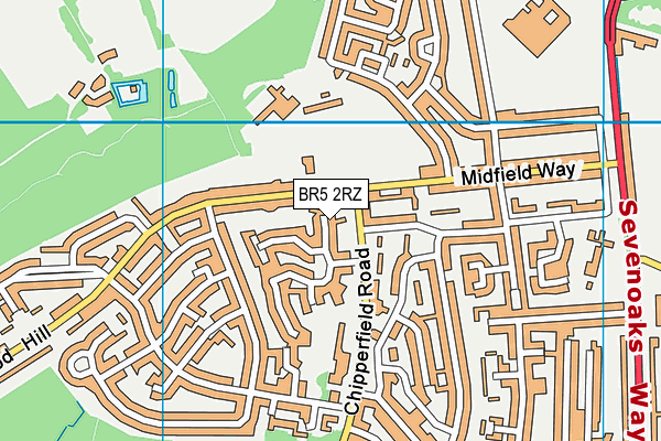BR5 2RZ map - OS VectorMap District (Ordnance Survey)