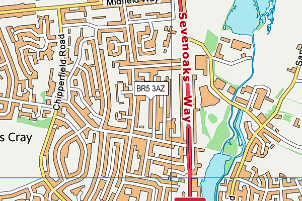 BR5 3AZ map - OS VectorMap District (Ordnance Survey)