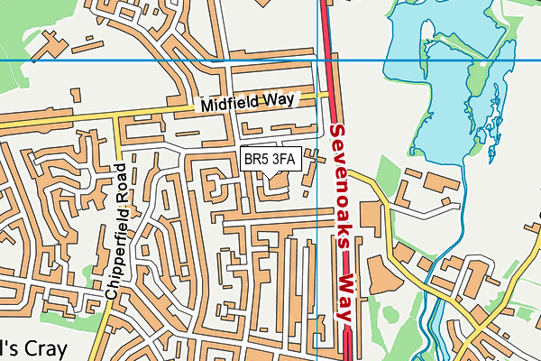 BR5 3FA map - OS VectorMap District (Ordnance Survey)