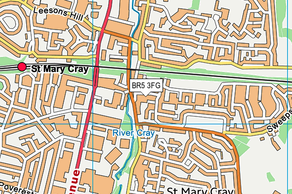 BR5 3FG map - OS VectorMap District (Ordnance Survey)