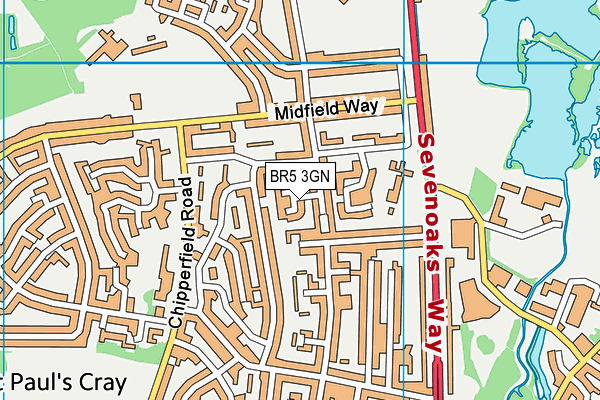 BR5 3GN map - OS VectorMap District (Ordnance Survey)