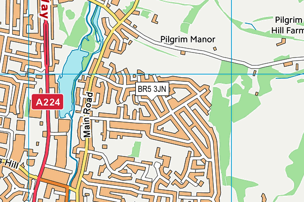 BR5 3JN map - OS VectorMap District (Ordnance Survey)