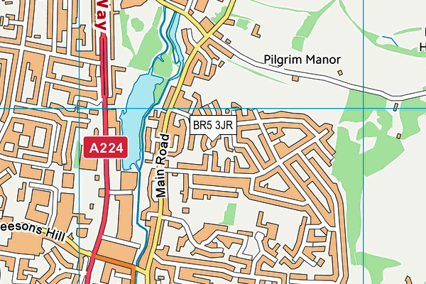 BR5 3JR map - OS VectorMap District (Ordnance Survey)