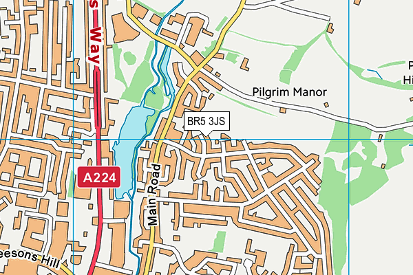 BR5 3JS map - OS VectorMap District (Ordnance Survey)