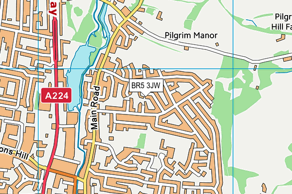 BR5 3JW map - OS VectorMap District (Ordnance Survey)