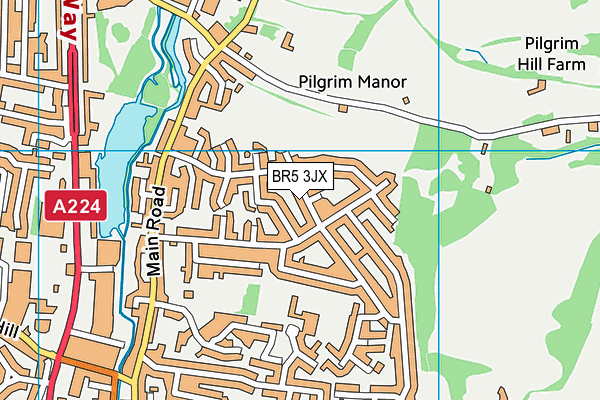 BR5 3JX map - OS VectorMap District (Ordnance Survey)