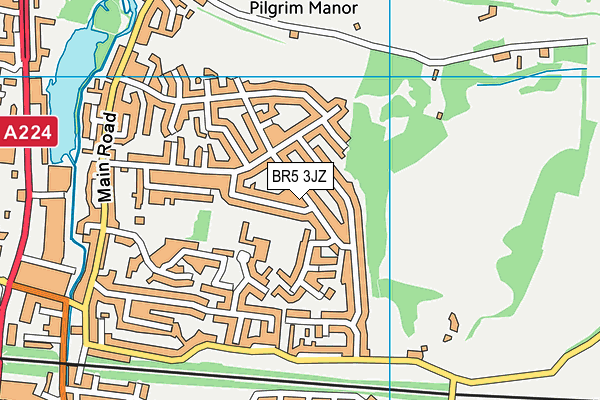 BR5 3JZ map - OS VectorMap District (Ordnance Survey)