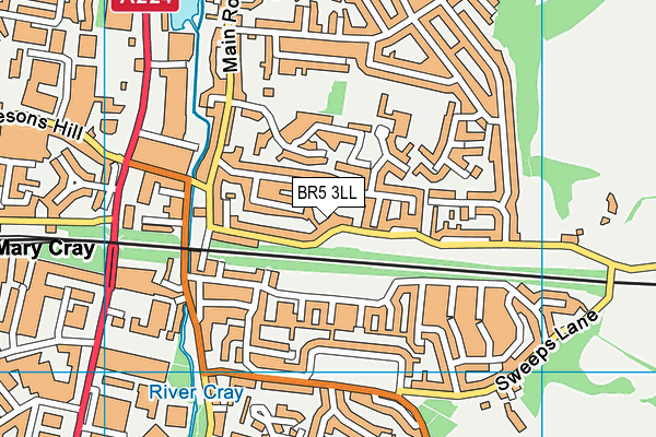 BR5 3LL map - OS VectorMap District (Ordnance Survey)