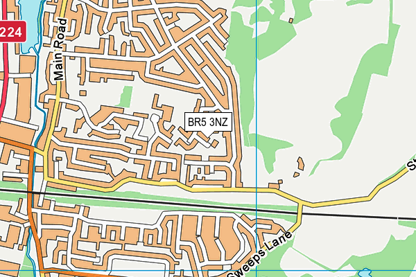 BR5 3NZ map - OS VectorMap District (Ordnance Survey)