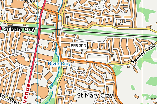 BR5 3PD map - OS VectorMap District (Ordnance Survey)