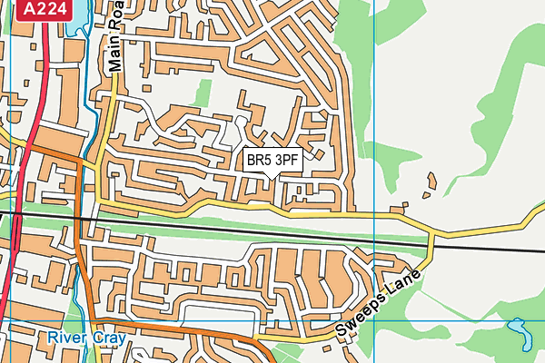 BR5 3PF map - OS VectorMap District (Ordnance Survey)