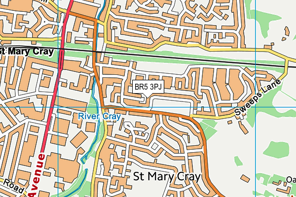 BR5 3PJ map - OS VectorMap District (Ordnance Survey)