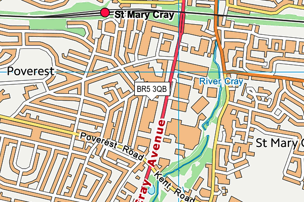 BR5 3QB map - OS VectorMap District (Ordnance Survey)