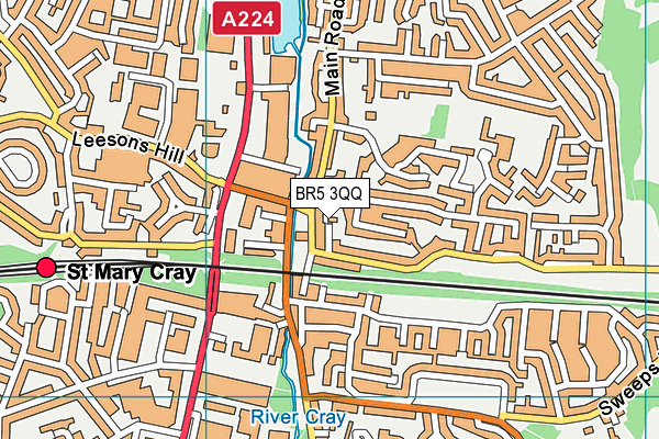 BR5 3QQ map - OS VectorMap District (Ordnance Survey)