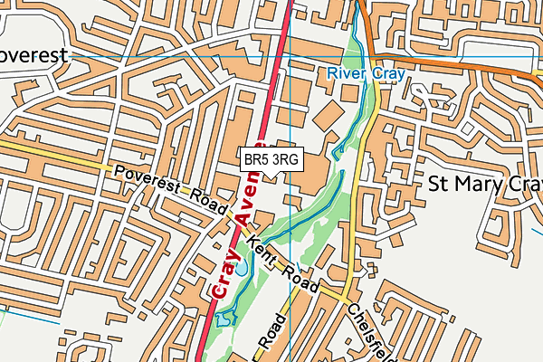 BR5 3RG map - OS VectorMap District (Ordnance Survey)