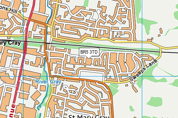 BR5 3TD map - OS VectorMap District (Ordnance Survey)