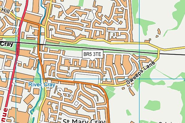 BR5 3TE map - OS VectorMap District (Ordnance Survey)