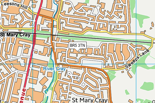 BR5 3TN map - OS VectorMap District (Ordnance Survey)