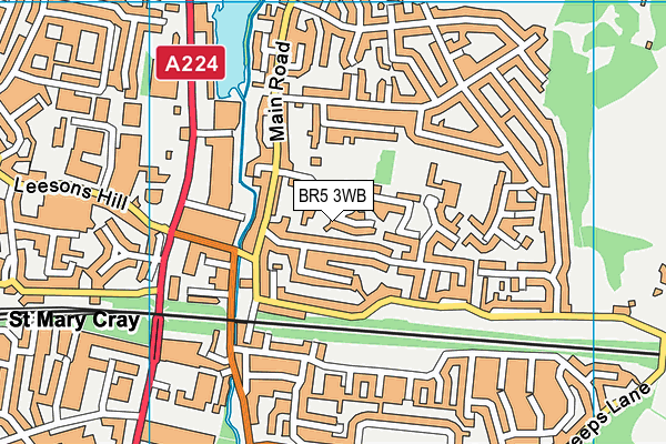 BR5 3WB map - OS VectorMap District (Ordnance Survey)