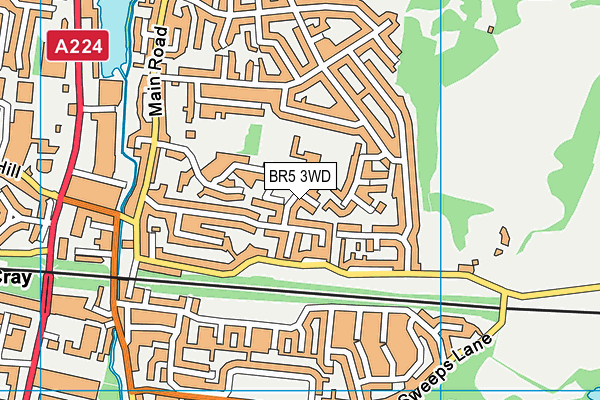 BR5 3WD map - OS VectorMap District (Ordnance Survey)