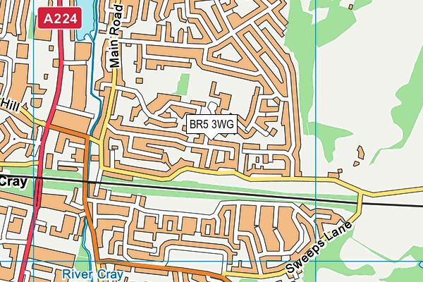 BR5 3WG map - OS VectorMap District (Ordnance Survey)