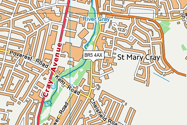 BR5 4AX map - OS VectorMap District (Ordnance Survey)