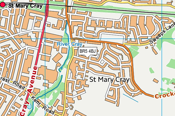 BR5 4BJ map - OS VectorMap District (Ordnance Survey)