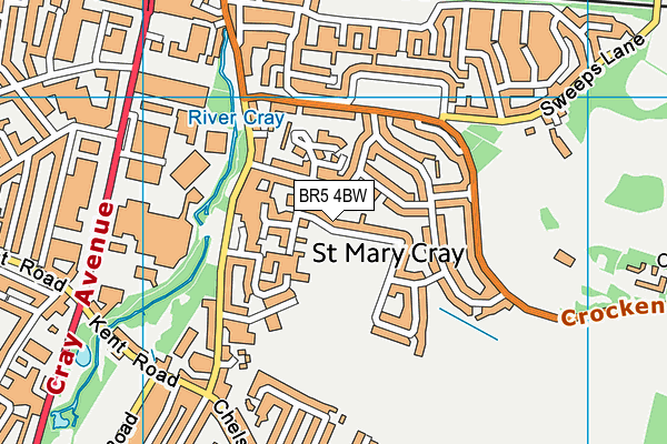 BR5 4BW map - OS VectorMap District (Ordnance Survey)
