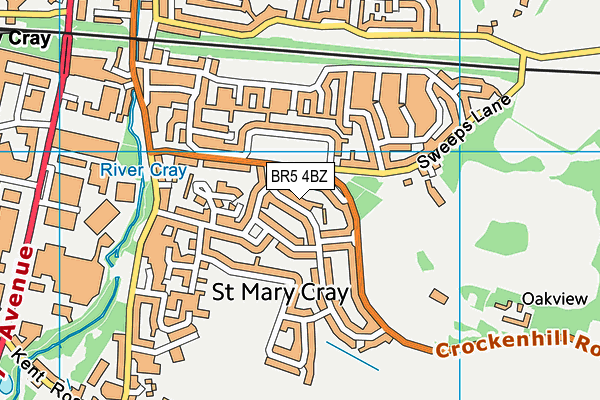 BR5 4BZ map - OS VectorMap District (Ordnance Survey)