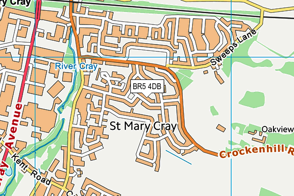 BR5 4DB map - OS VectorMap District (Ordnance Survey)