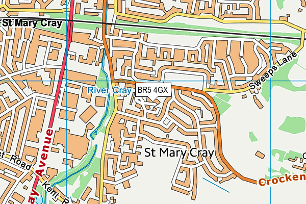 BR5 4GX map - OS VectorMap District (Ordnance Survey)