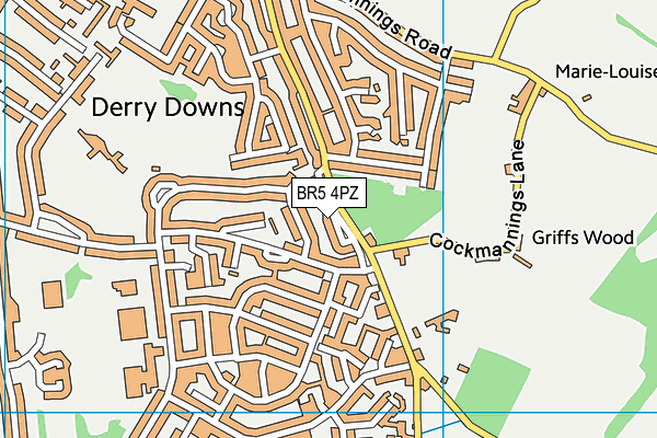 BR5 4PZ map - OS VectorMap District (Ordnance Survey)