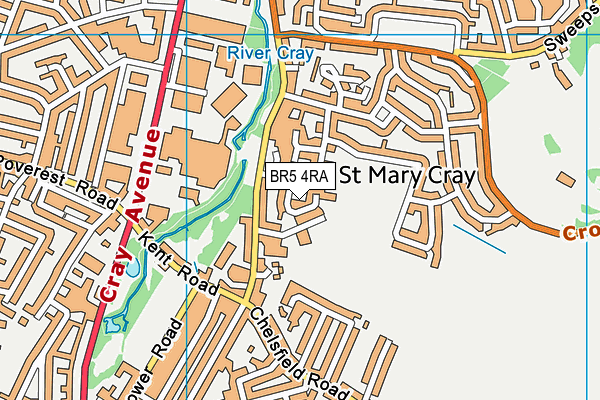 BR5 4RA map - OS VectorMap District (Ordnance Survey)