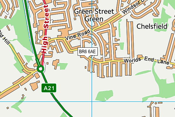 BR6 6AE map - OS VectorMap District (Ordnance Survey)