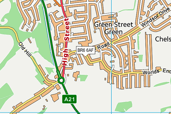 BR6 6AF map - OS VectorMap District (Ordnance Survey)
