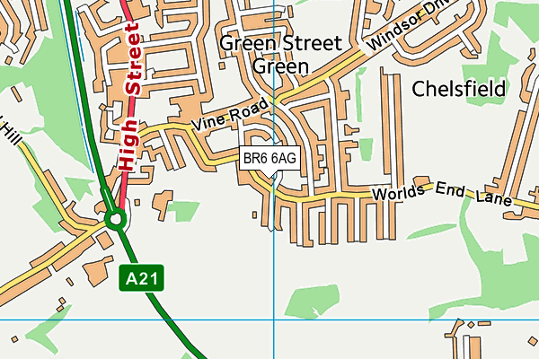 BR6 6AG map - OS VectorMap District (Ordnance Survey)