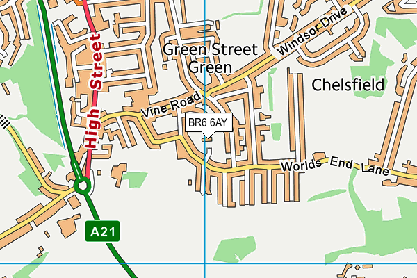 BR6 6AY map - OS VectorMap District (Ordnance Survey)