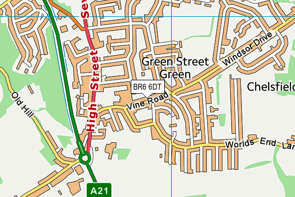 Green Street Green Primary School map (BR6 6DT) - OS VectorMap District (Ordnance Survey)