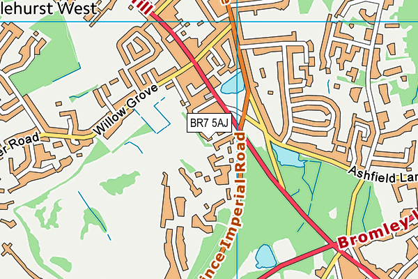 BR7 5AJ map - OS VectorMap District (Ordnance Survey)